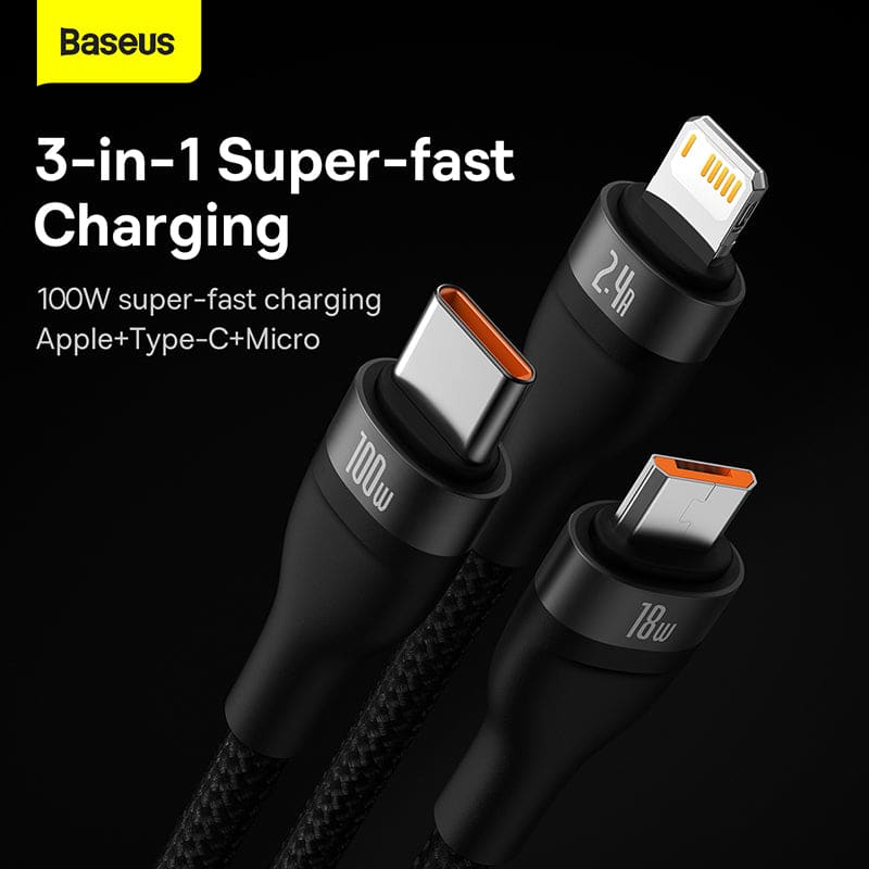 3 USB Powerful Cable | Baseus Flash Series | Gadget Store