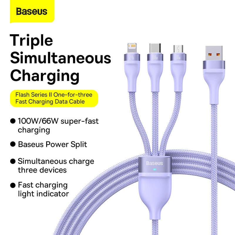 3 USB Powerful Cable | Baseus Flash Series | Gadget Store