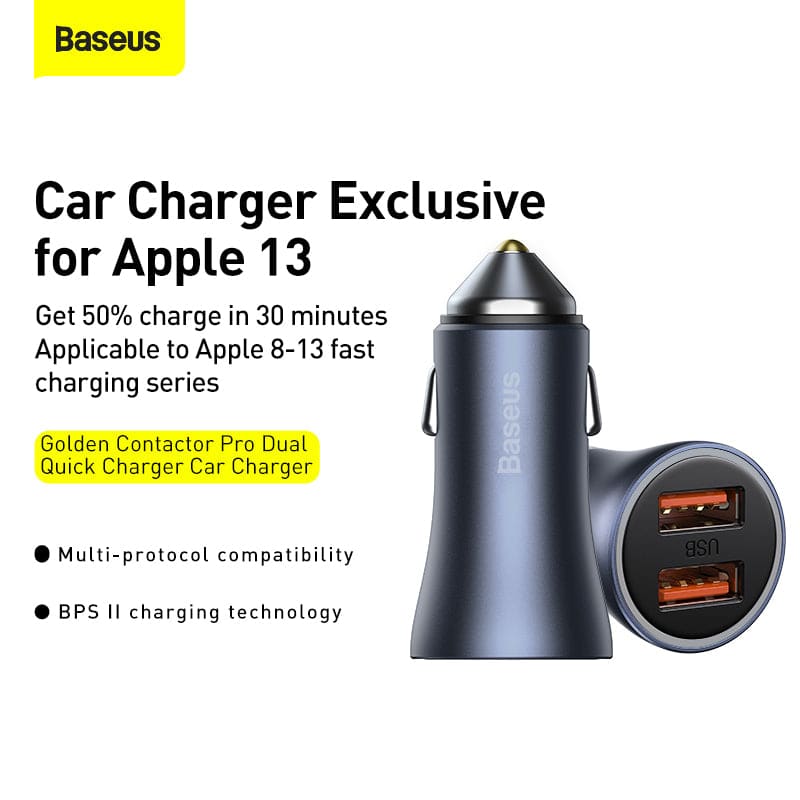 Dual Car Charger | BASEUS Golden Contractor Pro | Gadget