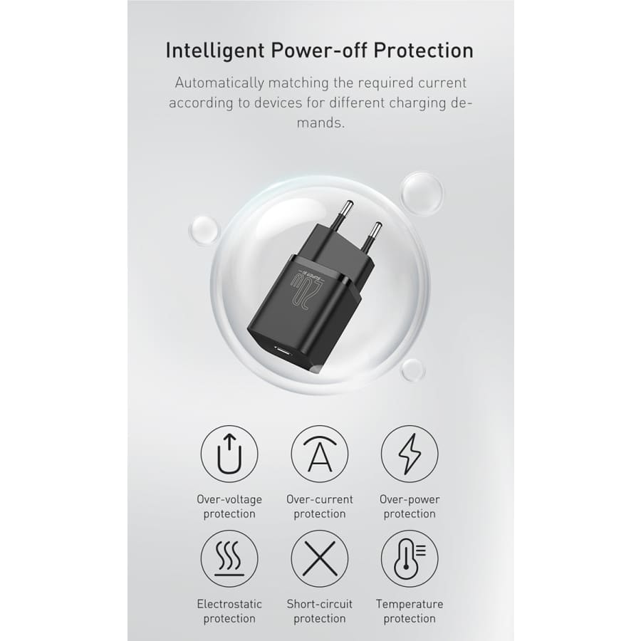 Gadget Store -BASEUS Super Si Type-C 20W Plug With Cable