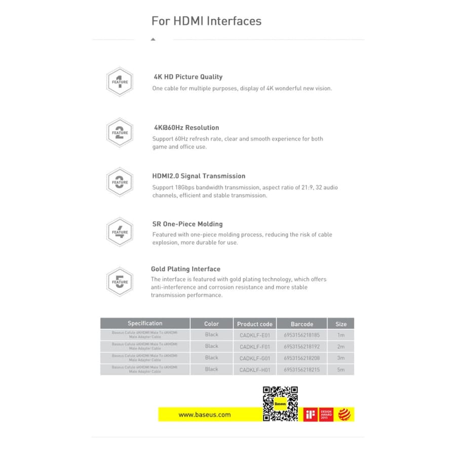 Gadget Store - شاحن 4K HDMI الى 4K HDMI BASEUS