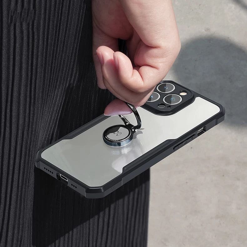 Gadget Store - xundd كفر شفاف مع حلقة مغناطيس للأيفون- أسود
