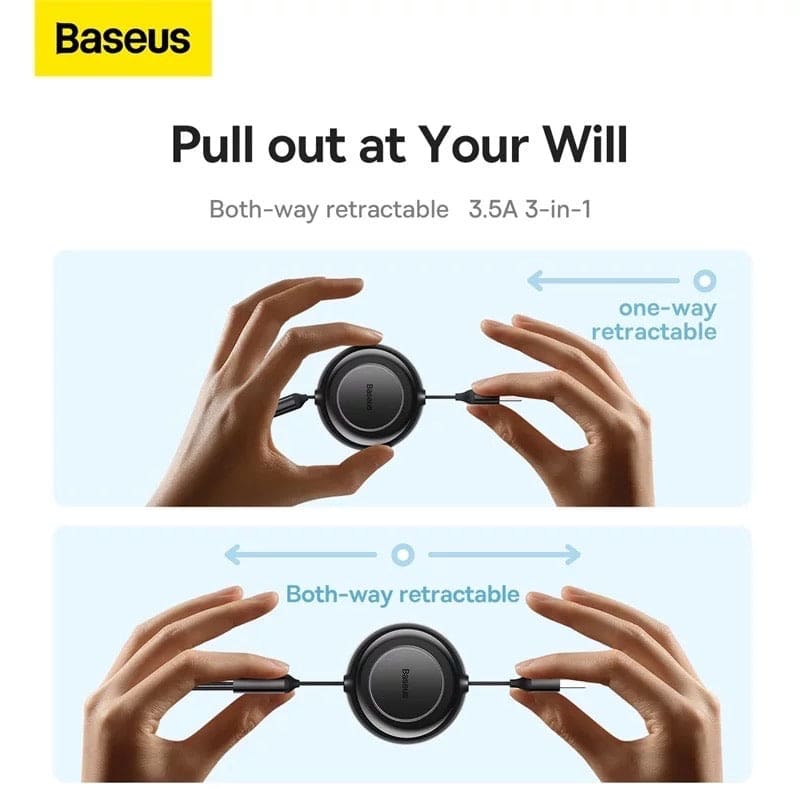 Series Retractable 3 in 1 Charger | Baseus 3 in 1 Charger